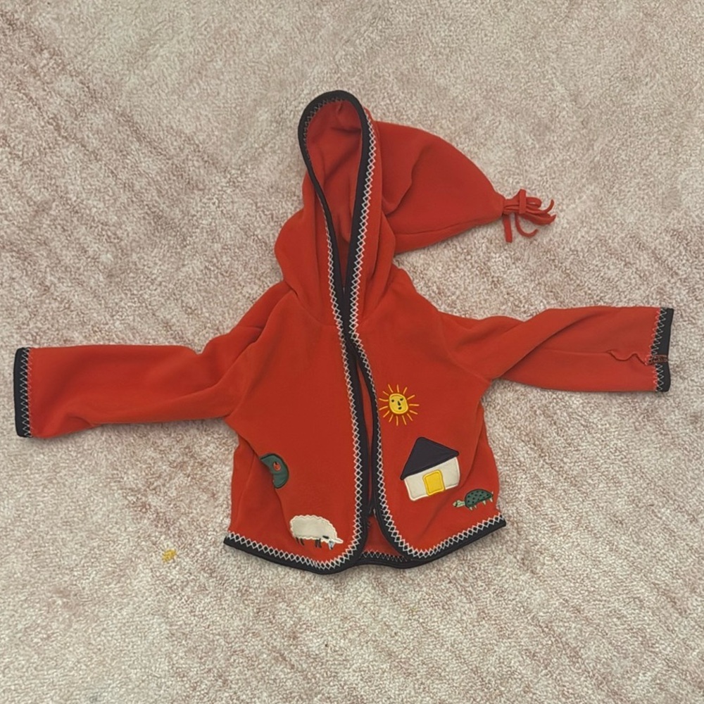Hanna Andersson Red Hooded Fleece Jacket - 6-12m